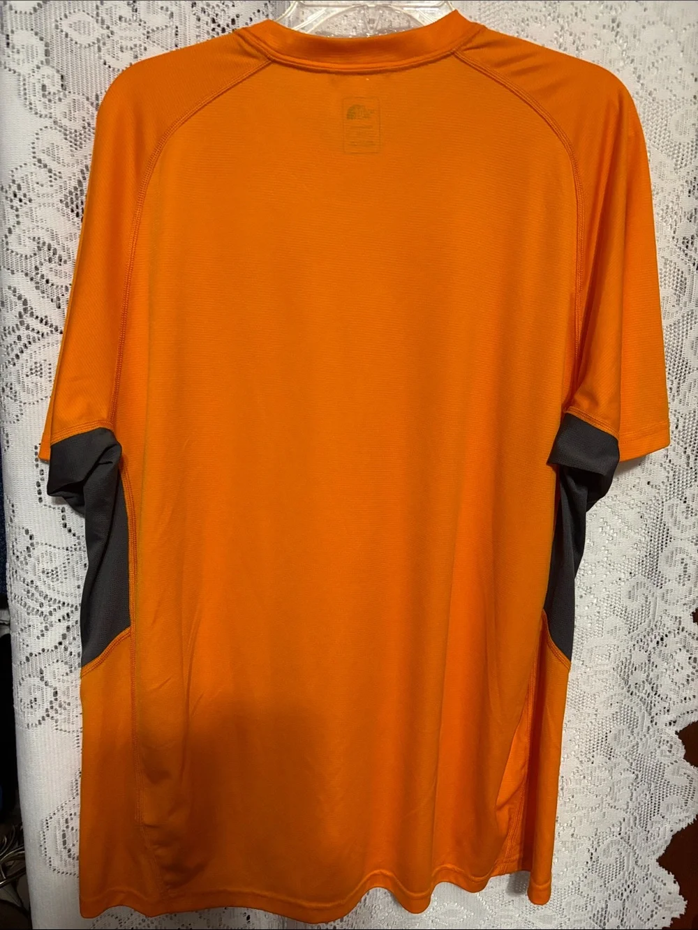 The North Face Men’s Orange Short-Sleeve Performance Tee with Gray Panels SizeXL